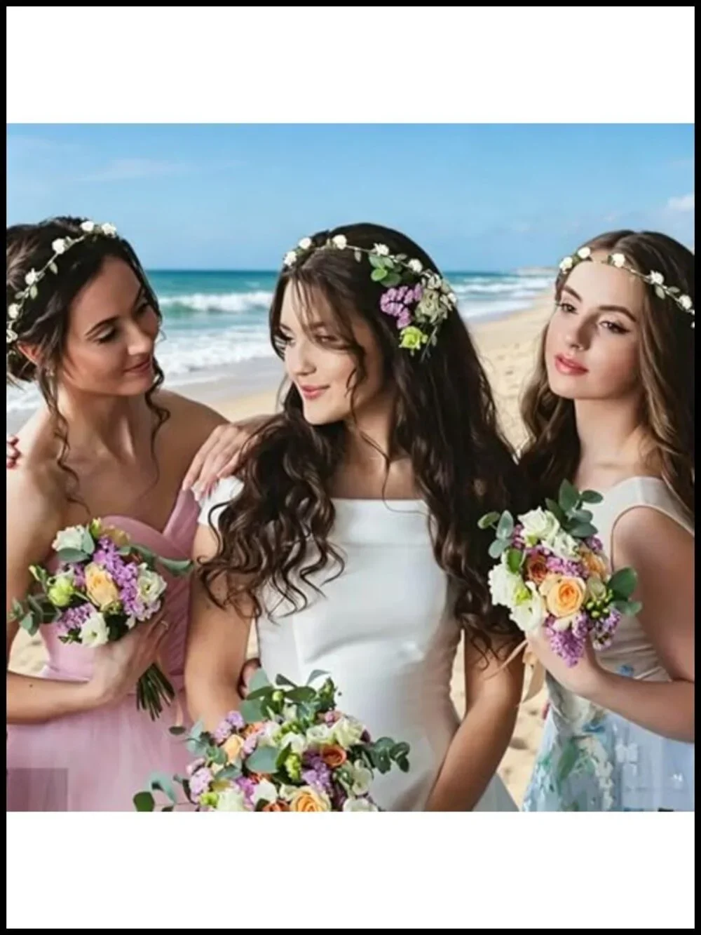 12 Pc Flower Crown Headband Wreath Garland Multicolor Floral Hair Accessory